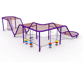 Parque ao ar livre para crianças com grande rede de corda de escalada, playground