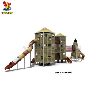 Torre de reboque de aventura ao ar livre, equipamentos de playground para crianças com escorregador