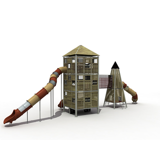 Equipamento de playground para crianças ao ar livre Adventure Garden Tower com escorregador
